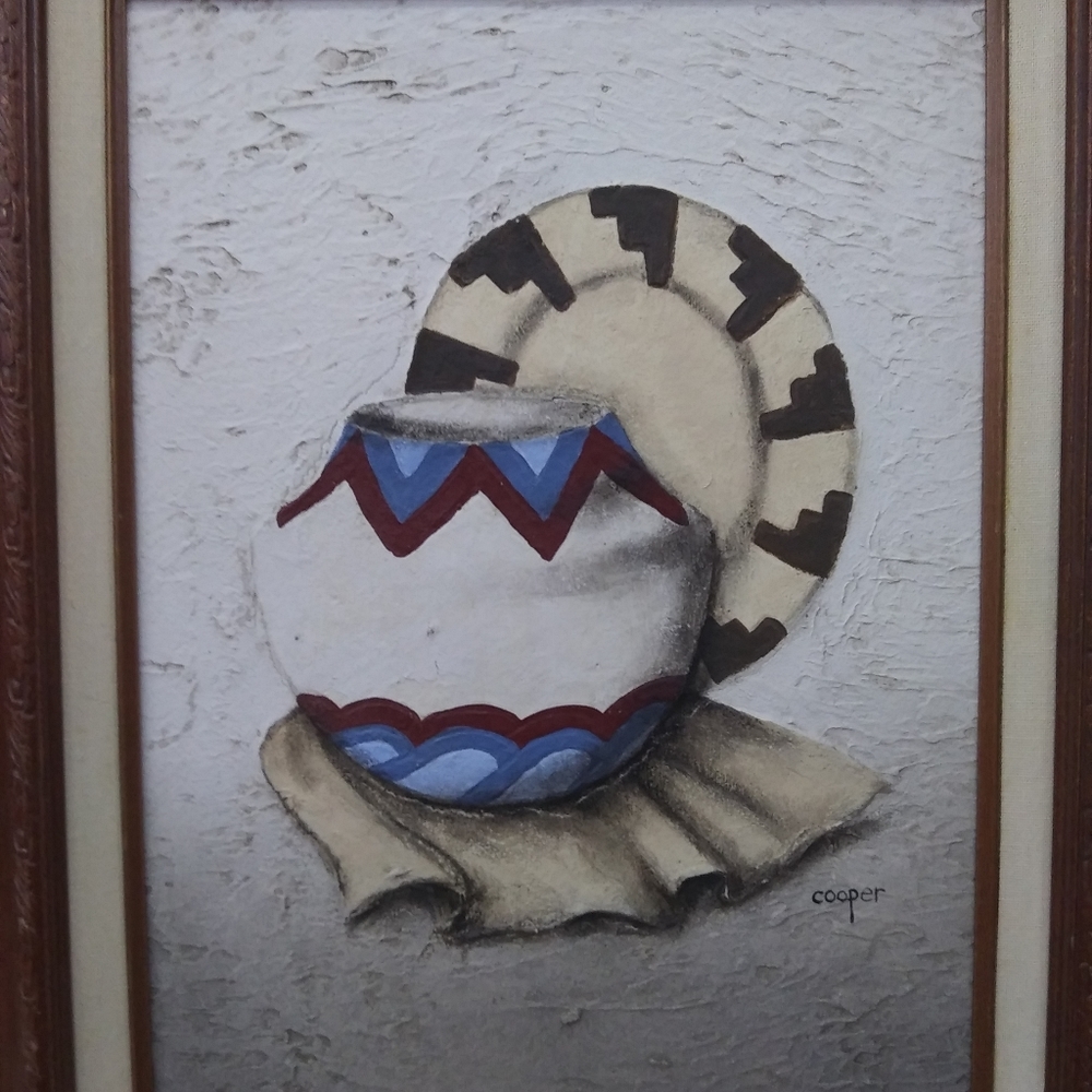 Vtg Oil On Canvas. Signed . Native American